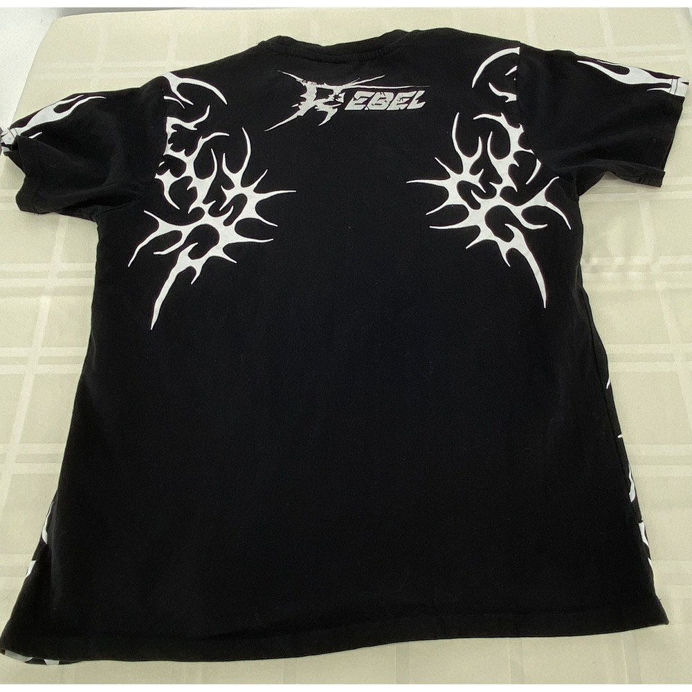 Rebel Vengeance Graphic Tee XL Black Skull Tribal Y2K Punk Grunge Oversized - Picture 7 of 11